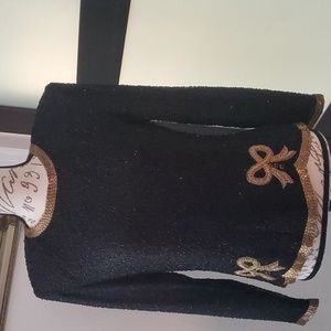 LESLIE FAY EVENINGS 100% SILK WITH POLYSTER LINING  BLACK GOLD WOMEN'S TOP